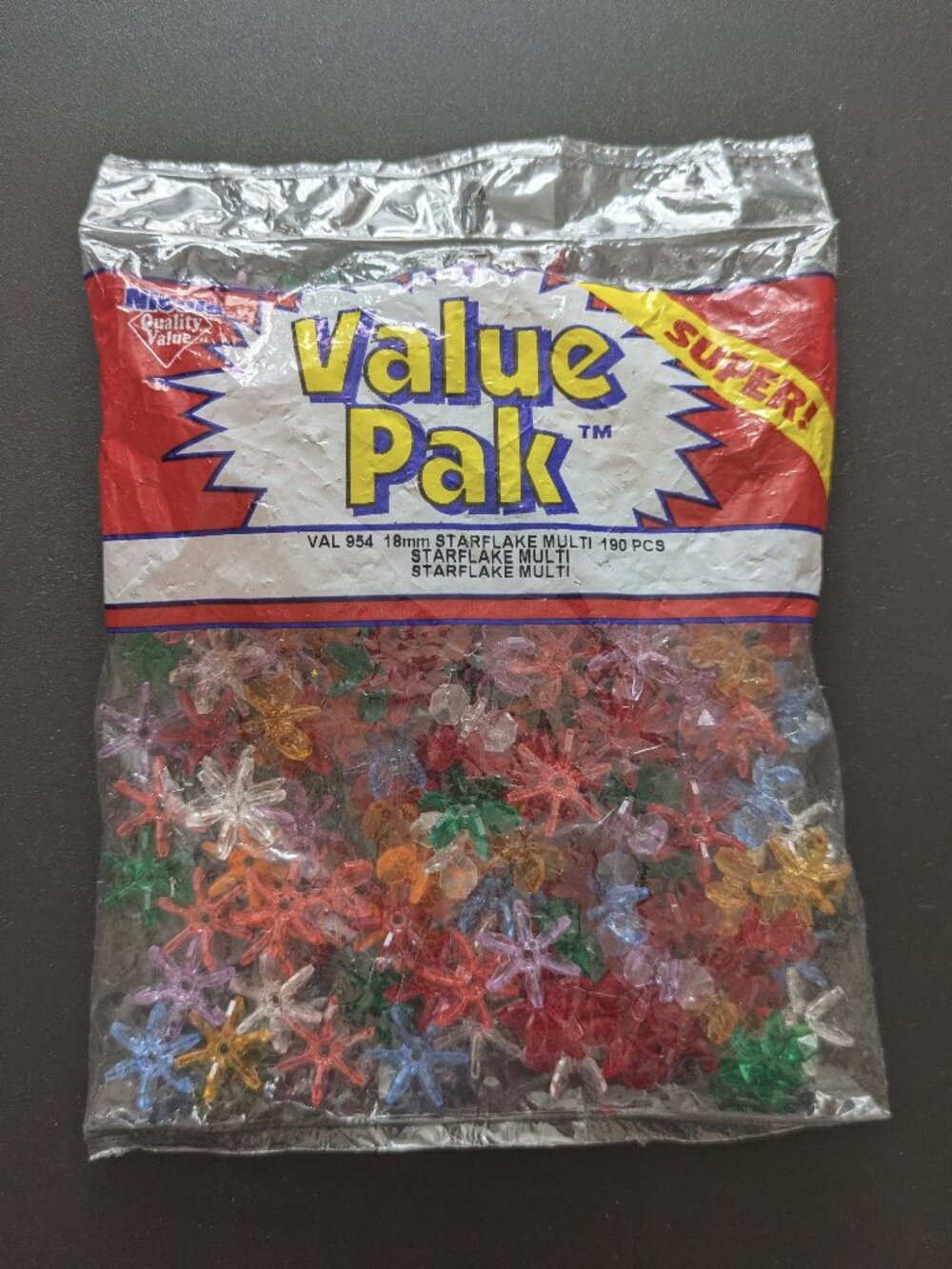 NEW! One Value Package of Multicolored 18mm Starflake Beads by Nicole - 190pc